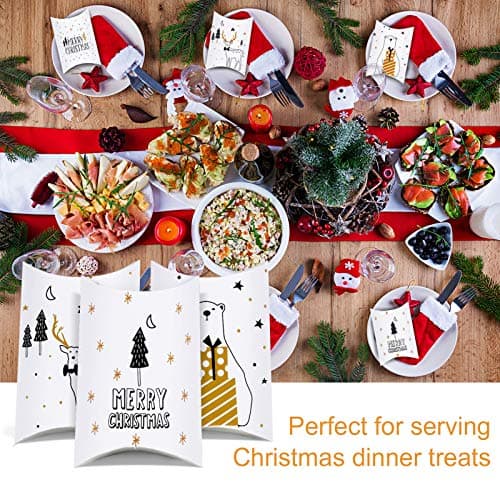 Kiiwah 20 pièces Boite Papier Kraft avec Autocollant Thème de Noel Petites Boite Carton pour Cadeaux de Noel, Surprises, Bonbons, Bijoux et Décoration
