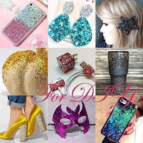 Sugeru®Maquillage Paillettes Visage Festival-12 Couleurs set,Fluorescent Paillette pour Visage,Corps,Cheveux,Ongles,Halloween,Fête,Noël,Fluorescent Paillette,Paillettes de Corps,Gel (12-2.5g/pcs)