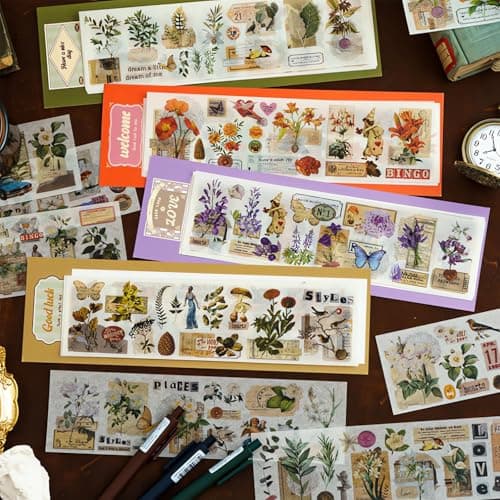 Ptyism 612 Pièces/48 Feuille Autocollant Scrapbooking,Stickers Scrapbooking丨Scrapbooking Autocollant Autocollants pour Scrapbooking Pour DIY Bullet Journal Scrapbooking etc