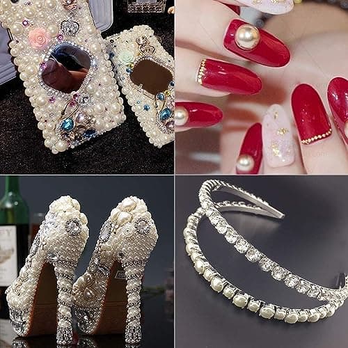SURALIN 850pcs 3/4/5/6/8/10MM Demi Perles Perles Flatback Perles Cabochon pour Artisanat Colliers Bracelets Bijoux Décorations Robe De Mariage Artisanat