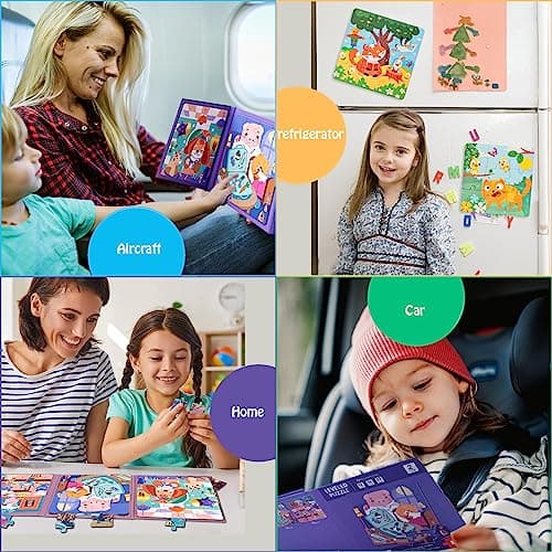 shineFinder Jeu magnétique Puzzle - Jeux de Voyage Enfants à partir de 3 4 5 Ans - pour occuper Les Enfants en Avion/Voiture (Niveau 1 | Animaux, 1pcs)