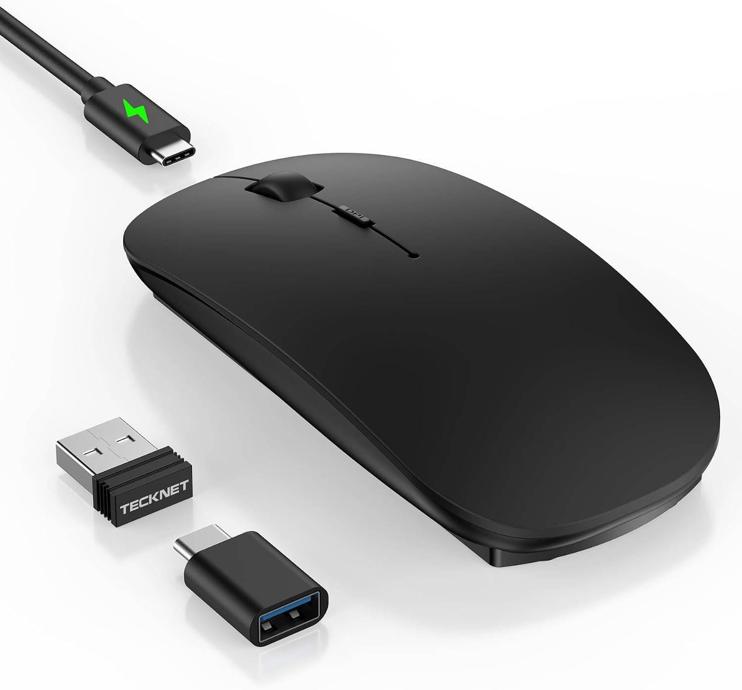 TECKNET Souris sans Fil USB-C & USB-A, avec 6 Niveaux DPI Réglables