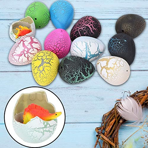 12 pcs oeuf de dinosaure éclosant jouet, oeuf de dinosaure fissuré coloré jouet gonflé oeufs de Pâques jouet éducatif cadeau pour enfants enfants(Oeuf d'incubation de dinosaure)
