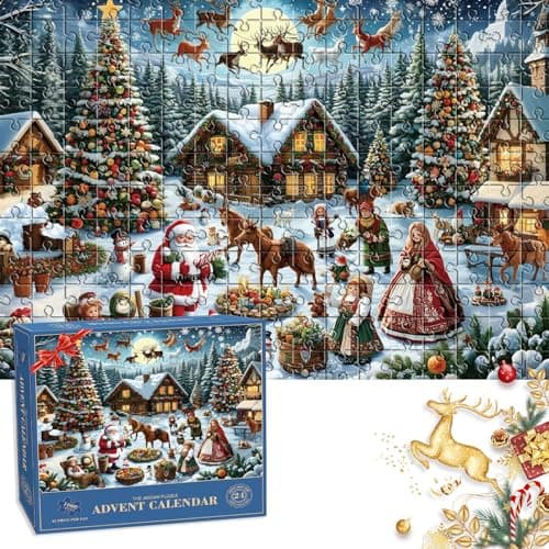 YongSral Calendrier de l'Avent Puzzle 2024, 1008 Pièces Puzzle de Noël 24 Jours Compte à Rebours, Calendrier Avent Puzzle, Calendrier Avent Casse Tete, Cadeaux de Noël pour Adultes et Enfants