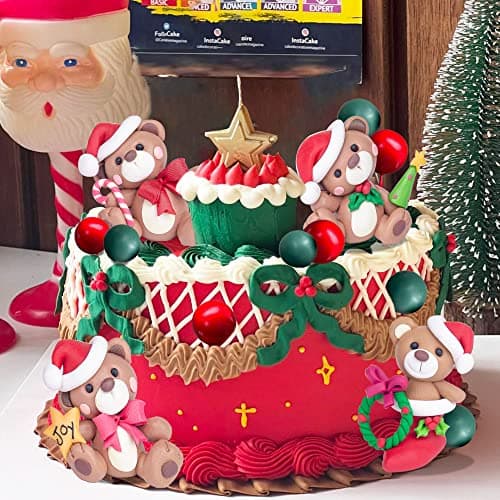 JeVenis Christmas Cake Décoration De Gâteau De Noël Décoration De Gâteau De Ours En Peluche Décoration De Gâteau De Bear Cake Décoration
