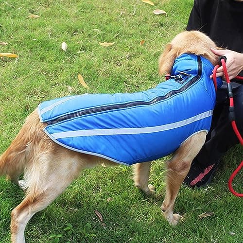 Idepet Manteau de Chien imperméable Veste Chaude d'hiver, vêtements pour Animaux de Compagnie Coupe-Vent Tenue de Veste de Chien pour Petits Chiens de Taille Moyenne avec Trou de Harnais XL-6XL