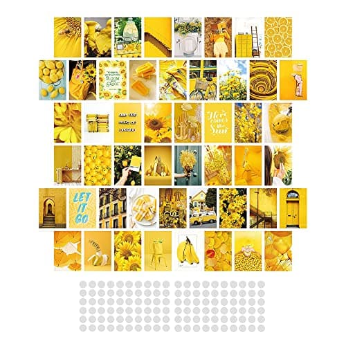 CLVPAI Kit Collage Mural-Aesthetic Affiche de Carte,ensemble d'impression de collage,impression d'art de mur pour les filles garçons de VSCO (joyeux)
