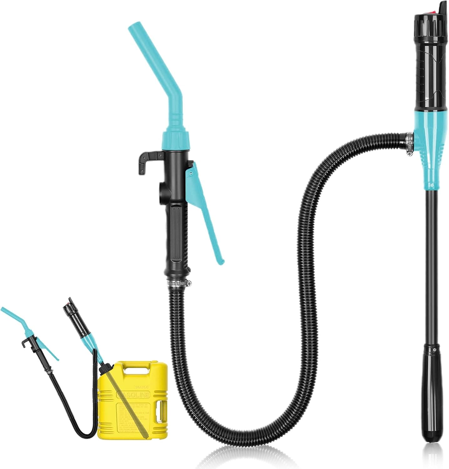 Pompe Essence Electrique Pompe Carburant Automatique Pompe de Transfert de Liquide a Gasoil Siphon Portable à Essence 2.4 Gpm pour Carburant Huile Diesel Eau (Bleu)