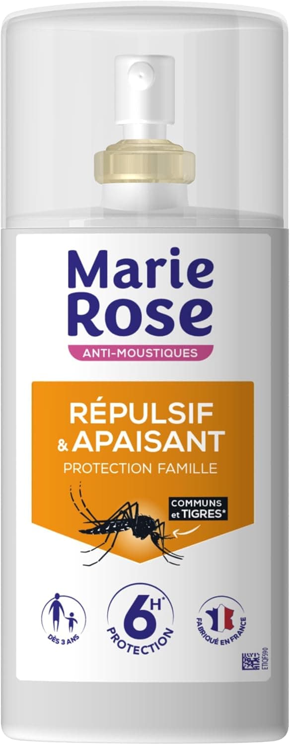 MARIE ROSE Anti-Moustiques, Spray Répulsif & Apaisant, Efficacité 6h, 100ml