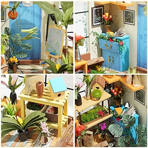 Rolife Maison Miniature à Construire Maquette en Bois Échelle 1:24 avec Lumière LED Bricolage Kit DIY Adulte Enfant Décoration de Maison de Poupée de Bibliothèque Puzzle 3D Diorama Idée Cadeau