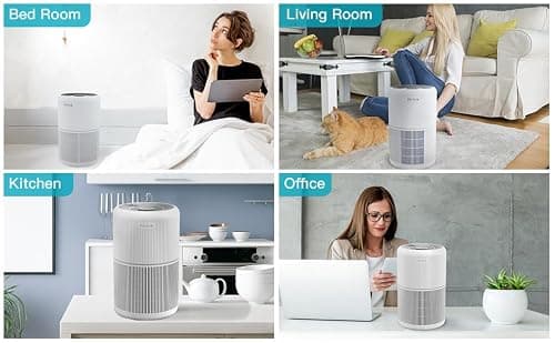 AIRTOK Purificateur d'air, avec fonction d'aromathérapie, filtre à air à 4 étages pouvant éliminer 99,97% de la poussière et du pollen, H13 HEPA Air Purifier| Vitesse du vent à 3 vitesses (Bianco)