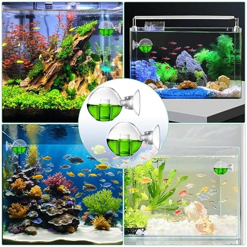 Heveer Moniteur de CO2 pour Aquarium avec Ventouse Test de CO2 pour Aquarium Drop Checker CO2 en Verre pour Aquarium d'eau Douce 2 Pièces
