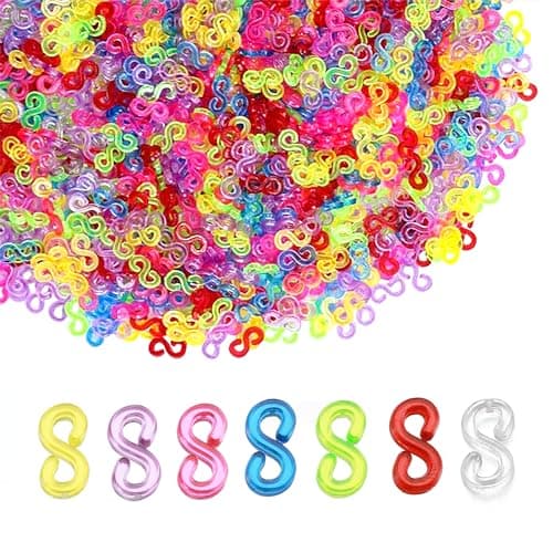 ATBUSS 1000pcs accessoires de sangle, boucles de bande élastique de couleur en forme de S, accessoires de bijoux de bricolage pour attacher des accessoires de bijoux de bracelet de sangle (coloré)