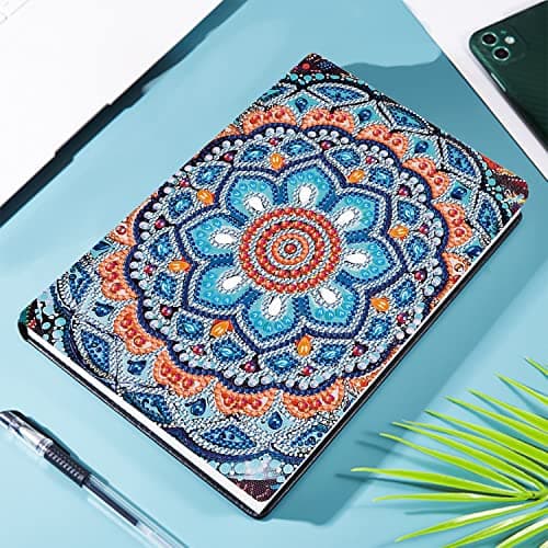 DIY Cahier d'écriture de Mandala Bleu Cahiers A5 de peinture au diamant, Fournitures Scolaires Rentrée scolaire, Quotidien Journal d'enfants Diamond Painting A5 Cadeaux d'anniversaire 100 Pages