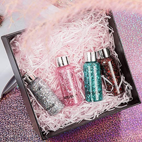 GL-Turelifes Sirène Paillettes Chunky Glitter Liquide Fard À Paupières Glitter Body Gel Festival Glitter Cosmétique Visage Cheveux Ongles Maquillage Longue Durée Mousseux 30g (03# Rose)