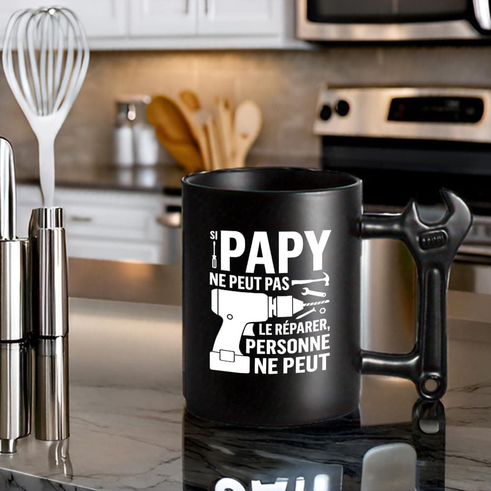 LOZACHE Tasse Papy avec poignée clé à molette – Cadeau original Grand-Père