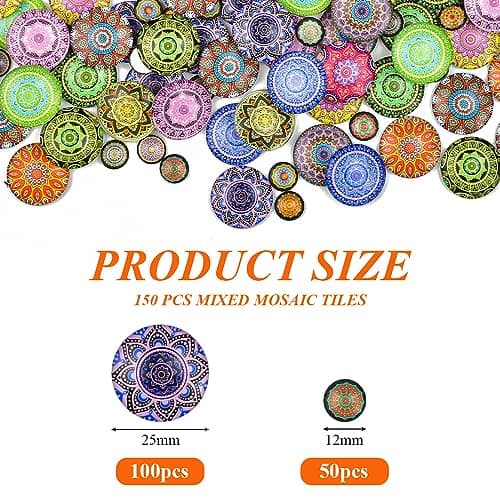 LIMITADA 150 Pcs Cabochon Verre Mosaïque Cabochon Verre 25 mm/12mm Cabochons pour Bijoux de Couleur Mélangée Cabochon Rond Verre Cabochon Verre Vitrail pour Fabrication de Bijoux Artisanale Pendentif