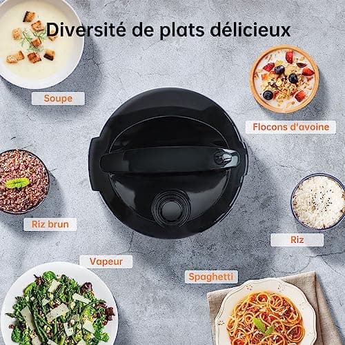 Eamoment DRC-5020BL 1 l | Cuiseur à riz et cuiseur vapeur 400 W (1 l à 5 tasses) pour 1 à 5 personnes Cuisson rapide sans brûler Revêtement antiadhésif amovible, cuillère à riz et gobelet doseur, bleu