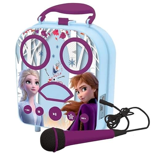 Lexibook- Disney La Reine des Neiges Elsa & Anna Mon Enceinte secrète Portable sans Fil, avec Microphone, Prise Jack, Ports TF/SD, Bleu, BTC050FZ