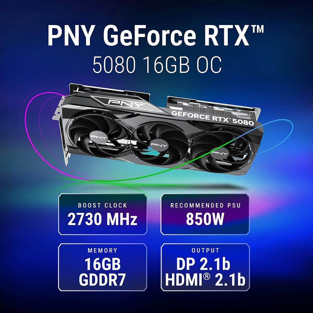 PNY Carte Graphique GeForce RTXTM 5080 16Go OC Triple Fan DLSS 4