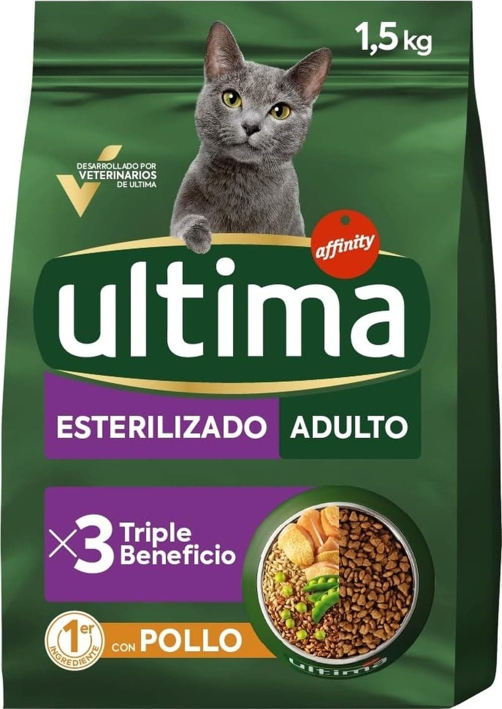 Ultima Croquettes pour Chat Adulte Stérilisé au Poulet - 1,5Kg