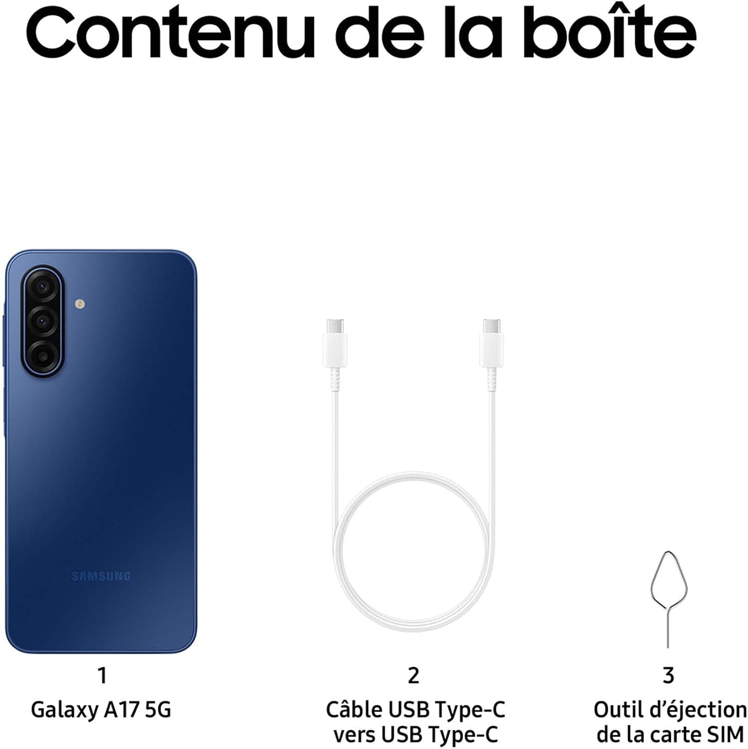 Samsung Galaxy A17 5G 128 Go, Smartphone Android déverrouillé, écran 6,7", Batterie 5000 mAh, Bleu, Version FR