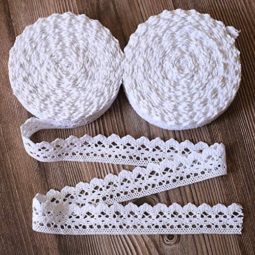 ToBeIT Bande de dentelle rétro en coton À usage décoratif Idéale pour couture, artisanat, mariage, créacollage, boîte cadeau (blanc/20 m 3 cm triangle)