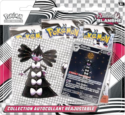 Pokémon JCC : Collection Autocollant réajustable Écarlate et Violet – Flamme Blanche – Sidérella (1 Carte Promo Brillante et 3 boosters)