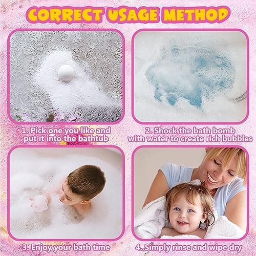 12pcs Bombes de Bain pour Enfants avec Jouet Surprise à l'intérieur, Bombes de Bain Moussantes Organiques Naturelles pour Filles et Garçons, Saint Valentin, Fête des Mères, Cadeau D'anniversaire