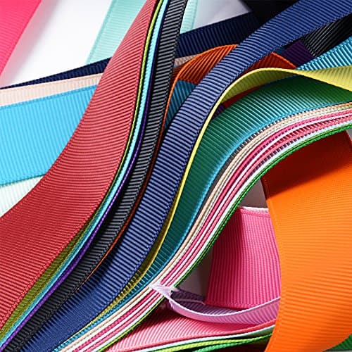 BUONDAC Lot de 6mm / 9mm / 22mm / 25mm Ruban Gros-Grain Décoratif Polyester Ruban Biais Multicouleur Décoration Loisirs Créatif Mariage Artisanat DIY (17/24 / 25 Couleur)