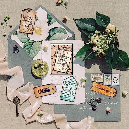 GLOBLELAND Timbres Transparents D'Étiquette Rétro pour Bricolage Scrapbooking Étiquettes de Bannière Vintage Timbres Transparents en Silicone 8.3x11.7 Pouce Tampons Transparents