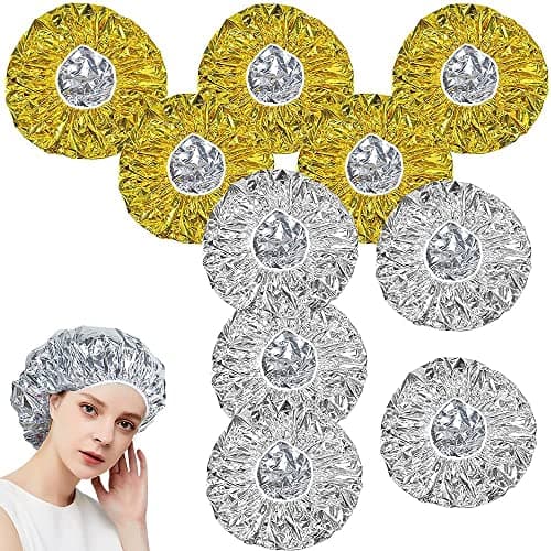 Bonnet Aluminium Cheveux, XiXiRan Bonnet Chauffant Cheveux Soin Aluminium, Bonnet Chauffant Soin, Casque Auto Chauffant Cheveux, Bonnet Chauffant pour Cheveux, Bonnet Chauffant Sans Fil (10 Pièces)
