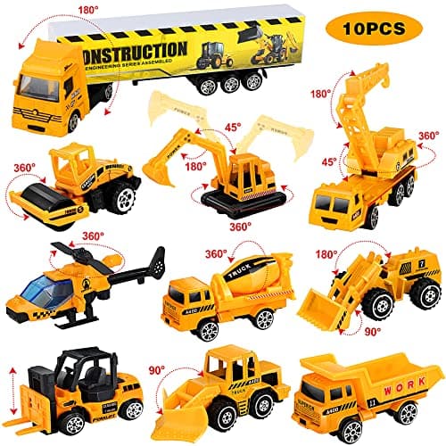 lenbest Camion de Transporteur Voiture Jouet - Ensembles de camions de Construction 11 en 1 Camion Transporteur de Petites Voitures - Anniversaire Noël Cadeau Enfants Garçons 3 Ans