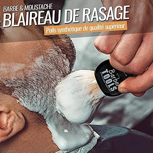 Kit de rasage - Rasoir de Sécurité/Rasoir de Sûreté + 5 doubles lames + Blaireau de rasage + savon de rasage 150ml + Pierre d'alun ✮ BARBER TOOLS ✮