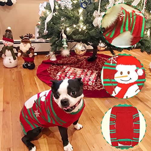 DELIFUR Pull de Neige pour Chien Bonhomme de Neige Noël Nouvel an Pull pour Petits Chiens et Chats (Bonhomme de Neige, XL)