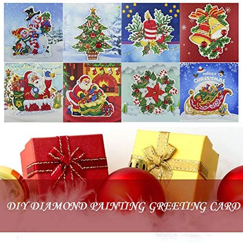 ycyingcheng 5D DIY Diamant Cartes de Noël, 8 Pièces DIY Forme Spéciale Diamant Peinture Carte de Voeux Cartes Postales pour Thanksgiving Anniversaire Noël