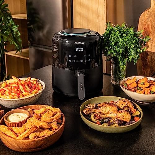 Cecotec Friteuse sans Huile Cecofry Compact 2000 Touch. 1200 W, Diététique, Numerique et Compacte, 1,9 L de Capacité, Thermostat, Temps ajustable, Technologie PerfectCook, Fonction Four