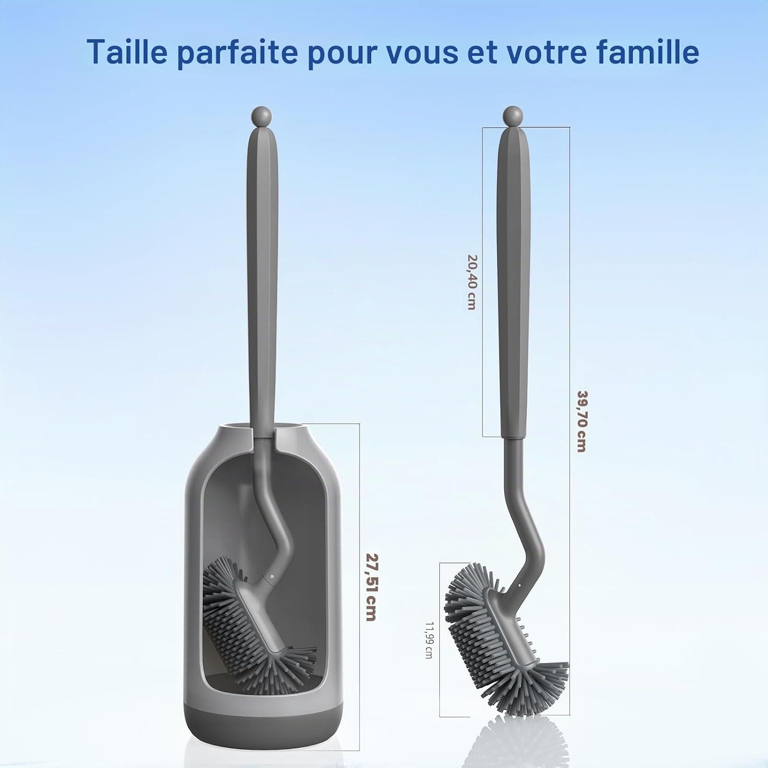 Hamitor Brosse Toilettes WC Silicone: Courbée-Bürstenkopf Balai Brosse WC