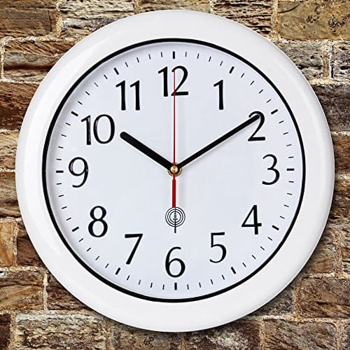 Monzana® Horloge Radio pilotée Murale Ø30 cm Blanche silencieuse à Quartz trotteuse précise Piscine Salle de Bain
