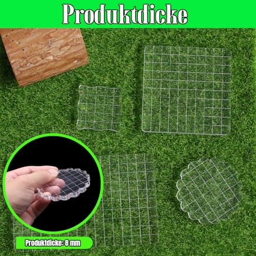 Hosifiy Lot de 7 tampons en acrylique pour tampons en silicone acrylique avec lignes de grille - Bloc acrylique transparent pour scrapbooking, fabrication de cartes, artisanat