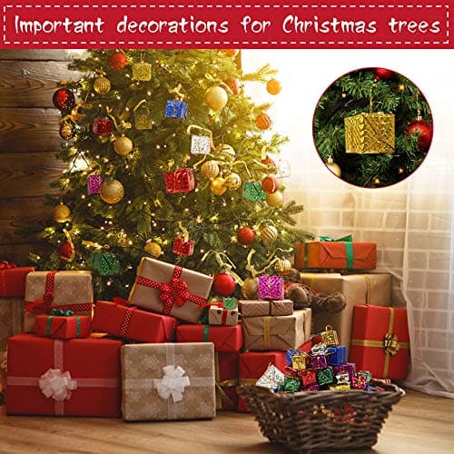 Dadabig 60 Pcs Mini Decoration De Sapin De Noël | Suspendu Ornements d'arbre De Noël en Mousse De Coffrets Cadeaux-Joli (3 Tailles 6 Couleurs)