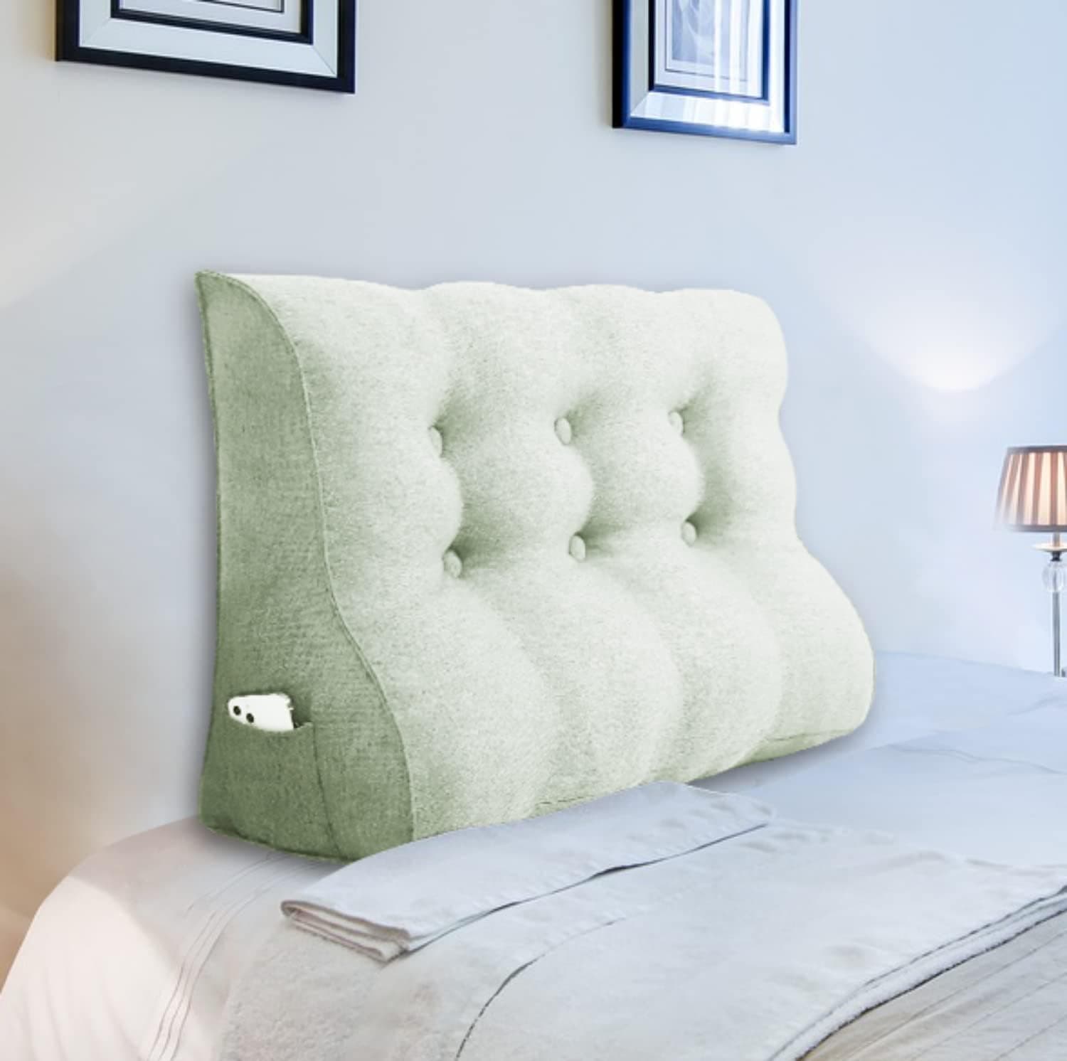 Johnear Coussin de dossier ergonomique courbé pour canapé et lit (blanc