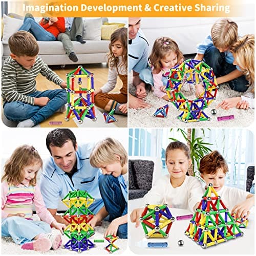 Jvchengxi 320 Pièces Bâtons Magnétiques, Jouets de Construction éducatifs Cadeau Ensemble 3D Jouet de Puzzle des Adultes et des Enfants (Plus de 6 Ans)