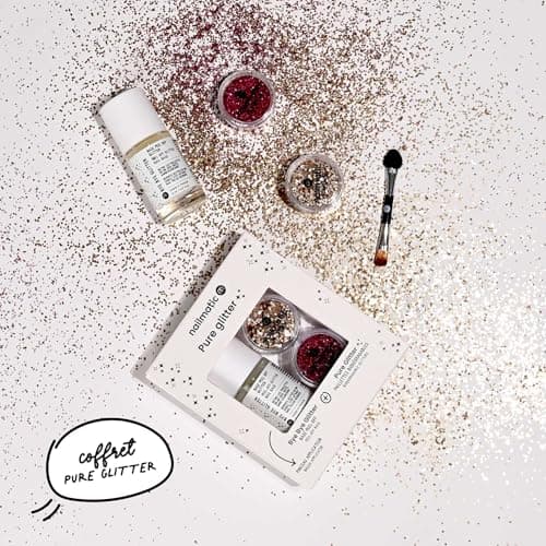 Nailmatic Coffret Paillettes Dorées et Rose Foncé Biodégradables - Paillettes Visage, Ongles et Cheveux - Maquillage Paillette Dermatologiquement Testée à Base de Plantes - Fabriqué en Europe