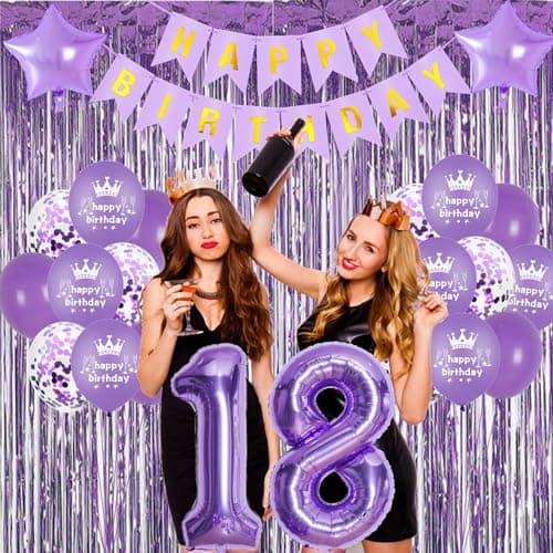 Décoration 14 ans anniversaire fille violet,Rideau Frange Anniversaire 14 ans violet,Ballons 14 ans anniversaire fille violet,Decoration Anniversaire 14 ans fille,14 ans violet Frange Brillant