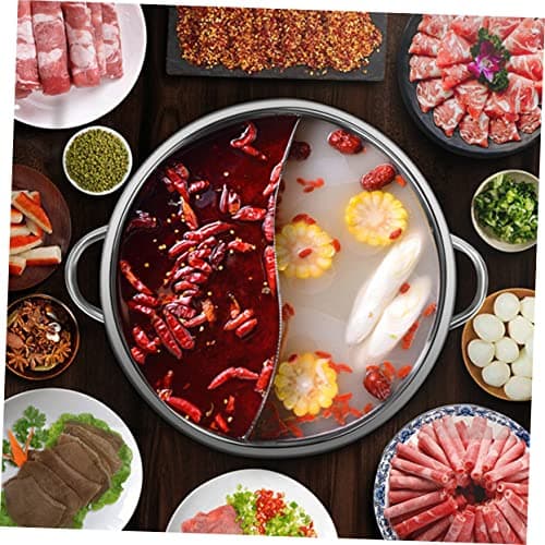 MAGICLULU 1 Pc marmite en acier inoxydable hot pot pot avec diviseur marmite chinoise fondue chinoise pot en acier inoxydable marmite à gaz batterie de cuisine électrique poêle
