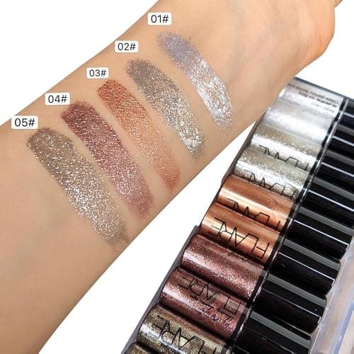 Allbestaye 10 pcs diamant paillettes eyeliner liquide set miroitement métallique Kit de maquillage étanche fard à paupières (10 PCS)