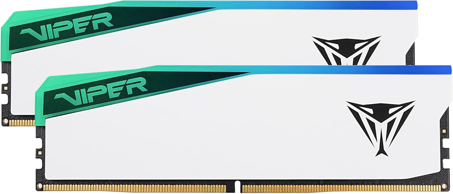 Patriot Viper Elite 5 RGB DDR5 32GB (2 x 16GB) 6000MT/s Kit - PVER532G60C30KW | Tension : 1,35 V. Prend en charge Intel XMP et AMD EXPO. Type de module : UDIMM.