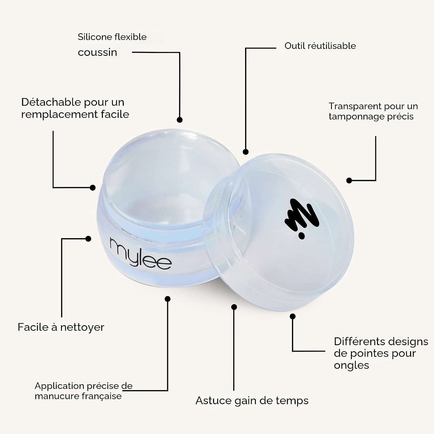 Mylee French Me Kit avec Tampon - Qualité Salon French