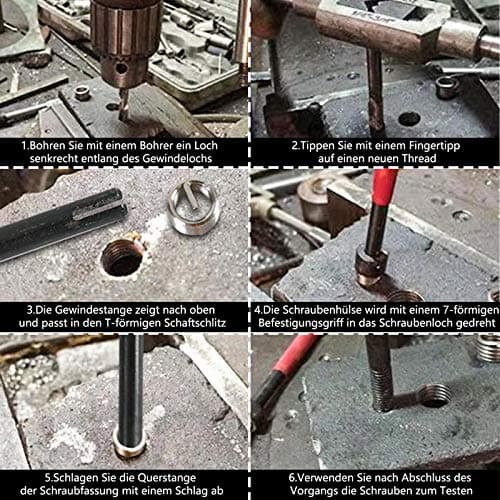 YRHome Kit d'outils de réparation de filetage 131 pièces pour voiture - Manchon fileté - Moteur M5 M6 M8 M10 M12